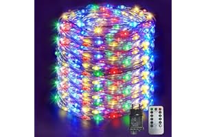 EASTERNSTAR Łańcuch Świetlny z Drutu Miedzianego, 20M 200 LED 8 Trybów Wodoodporne Kurtyna Świetlna z Sterowanie Pilotem, na Wesele, Imprezę, Halloween, Boże Narodzenie, Kolorowy