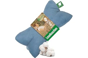 ‎HERBALIND Herbalind Leseknochen Feiner Cord WOHLFÜHLZEIT - 100% Baumwolle Babycord robust und waschbar - Nackenkissen in Trendfarben, Öko-Tex 100 Zertifiziert, vielseitig einsetzbar - 40x18 cm, blau