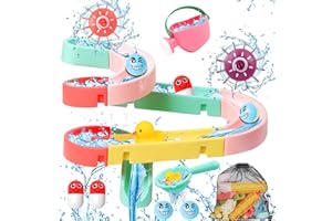 VYKOR Bath Toys 25Pcs Duck Slide Bath Toy Bath Track Game Shower Toys Water Slide with Suction Cups Water Toys Bath Time DIY Educational Bath Slide Toy for 3 4 5 6 Year Olds Boys Girls Toddlers Kids
