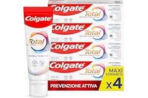 Colgate Dentifricio con Ingredienti Antibatterici Total Original 4 Confezioni da 100 ml I 24h di Protezione di Denti, Lingua, Guance e Gengive I Rimuove la placca I Rafforza e Ripara lo smalto**