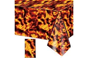 IRENARE 1 Pack Lava Tablecloth Volcano Decorations Halloween Plastic Table Covers Lava Party Supplies Volcano Tablecloth Fire Table Covers Waterproof Oil-resistant Tablecloth for Home Party Outdoor Picnic