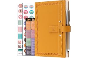 GOLDAYPLN Agenda 2025-2026 A5, página por día, agenda de mediados de año, agenda 2025-2026 de julio de 2025 a junio de 2026, agenda mensual diaria con calendario, bolígrafo, soporte para bolígrafos, pestañas