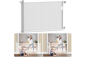 Kidsgigglz Türschutzgitter Ausziehbar, 180cm Treppenschutzgitter für Kinder Baby, Treppenschutzgitter Ohne Bohren, Absperrgitter Hund, Treppenschutzgitter Ausziehbar für Innen und Außenbereich-Weiß