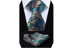 HISDERN Floral Paisley Wedding Tie Handkerchief Men's Necktie & Pocket Square Set