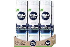 ‎NIVEA MEN NIVEA MEN Sensitive Rasiergel (6 x 200 ml), Rasiergel für empfindliche Haut, Gesichtsgel mit Ultra Glide Technologie für eine reizfreie Rasur