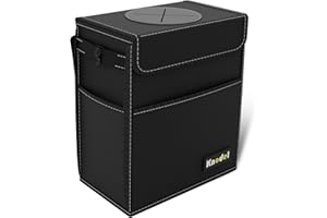 K KNODEL Auto-Mülleimer, wasserdichter Auto-Müllsack, Auto-Mülleimer mit Deckel, auslaufsichere Auto-Aufbewahrungstasche, Auto-Müllsack-Aufhängung (Groß, Schwarz)