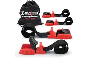 MAGMA Paski na Klamry Zaciskowe Pas Ładunkowy na Rower, Bagażnik, Motor, Samochód, Kajak, Przyczepę | Regulowane, Wytrzymałościowe Pasy do Zapinania Narzędzi, Ładunku, Pojazdów | Klamry Zaciskowe (1m - 4units, Czerwony)