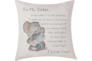 AMZKWY To My Sister Gifts Elephant Family Pattern Cushion Cover 45x45cm Throw Pillow Cover Home Decor Birthday (Sister)