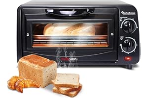 TurboTronic Mini four à double vitrage, grill électrique, four à pizza avec fonction minuteur (9 litres)