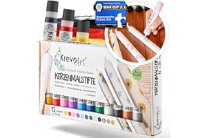 Krevo Art Set di matite colorate per candele di alta qualità, 12 x 30 ml, colori vivaci, candela per candele, decorazione e design fai da te, colore candela