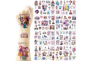FANCICO KPop Girl Movie Tatouages temporaires 8 feuilles (120 pièces), autocollants tatouages amovibles pour enfants, cadeaux de décoration pour fêtes d'anniversaire