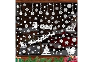 Fensterbilder Weihnachten Selbstklebend,moinkerin 118 Stück 8 Blätter PVC Elch-Fensterklammern Weihnachten Fensteraufkleber für Weihnachtsfensterdekoration, Glasfenster, Weihnachtsfeier