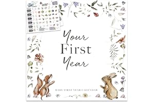 BIBI & BEAU Baby's First Year Calendar With Stickers & 1st Years Calendars, Baby Tracker Keepsake | Babies Milestone Memory Gift Set