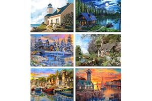 ELETIFFI Diamond Painting Diamant Daiming Dimonds 6 Stück Landschaft Geschenke Für Frauen Malen Nach Zahlen Erwachsene Kinder Zubehör Deko Wohnzimmer Balkon Zimmer Schlafzimmer Dimondpaintin Set Diy 40×30