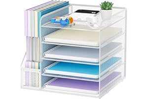 ‎MARBRASSE Marbrasse Schreibtisch Organizer und Büro Zubehör,5-Tier Briefablage,Mesh Büro Organizer für Schreibtischzubehör & Ablage(weiß)