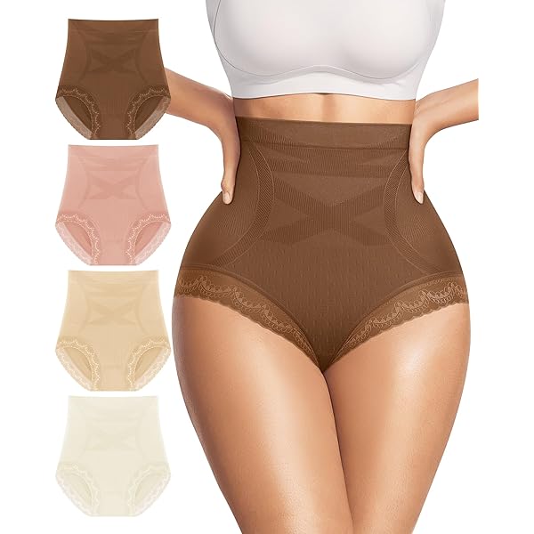 Levao Shapewear Buikweg-onderbroek voor dames, hoge taille, naadloos, figuurvormende tailleslip, ademend, hoge taille, ondergoed voor vrouwen, verpakking van 4 stuks, S-XXL, XL