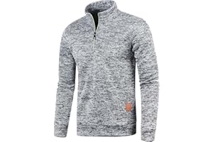 GÉNÉRIQUE Polaire Pull Homme Hiver 1/4 Zip Sweat Homme Polaire Col Montant Sweatshirts Hiver Chaud Pulls épais Col Roulé Pull de Travail Veste Manteau Blouson