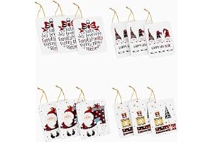 OXYN Set Bigliettini Biglietti Babbo Natale Varie Forme Fantasie Idea di Auguri Decorazione Laccio Brillantini Colorati Etichetta Tag Natalizi Attaccare per Regali Buste Pacco (12pz StyleC)