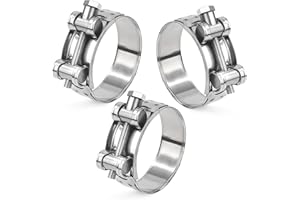 Yesaler Collier Echappement 52-55mm Collier de Serrage en Acier Inoxydable Manchon Echappement pour les Tuyau d'échappement Voitures Motos 3 Pièces
