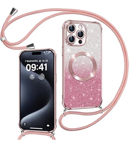 GOODVISH Cover Trasparente con Cordino per iPhone 12/12 Pro 6.1'',Custodia con Regolabile