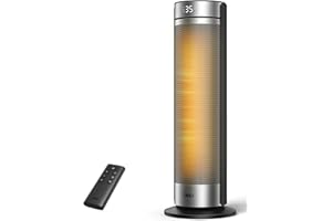 DREO Calefactor Torre 23 Pulgadas 2000W Silencioso, Estufa Portátil con Mando a Distancia, Oscilación 70°, Temporizador 12H, 5 Modos, Calefactor Cerámico PTC con Termostato para Oficina y Habitación