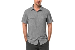 33,000ft Hemd Herren Kurzarm UPF50+ UV Schutz Outdoorhemd Schnelltrocknend Freizeithemd Funktionshemd Wanderhemd für Angeln Safari Reisen Golf