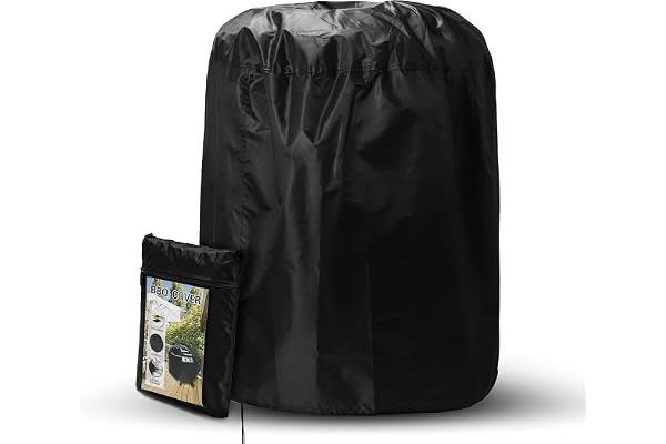 Mutsitaz Housse de Protection pour Barbecue à gaz - Étanche à la Pluie - Résistante à la déchirure et à la poussière - avec Sangles Autocollantes et Sac de Rangement (Rond 77 x 90 cm)