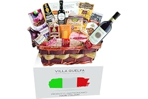 Villa Guelfa Cesto Natalizio Gastronomico ''Leonardo'', Strenna di Natale con Prodotti Alimentari Regionali Tipici 100% Italiani, Specialità Gastronomiche Gourmet in Confezione Regalo per Natale