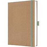 SIGEL JN841 A5 Plain Kraft Hard Cover Notebook 192 FSC Pages | For Ideas &amp; Creativity | Mint Green/Brown - Jolie | JN841, hoj
