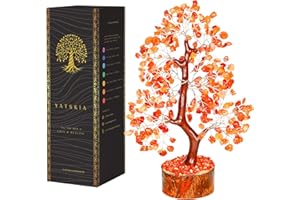 YATSKIA Cristal cornaline – Arbre à pierres précieuses, arbre en pierre, arbre en cristal énergie positive, cristaux guérison, arbre vie chakra, pierres précieuses et cristaux 25,4-30,5cm