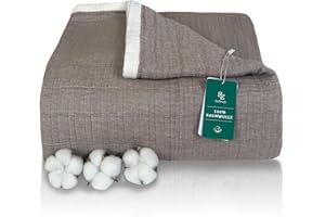 SE SOFTEXLY Kuscheldecke Baumwolle 100%, 4-lagige Weiche Kuscheldecke Musselin Tagesdecke, Bett-Überwurf Baumwolldecke Sofadecke Wohndecke für Ganze Saison als Sofaüberwurf Beige Blanket 150x200cm