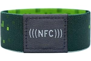NFC21 NFC NTAG216 - Bracciale in tessuto flessibile, 924 byte, colore: verde, taglia S