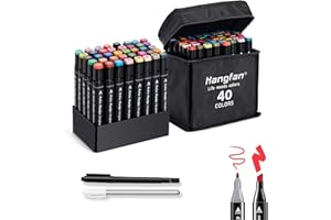 hangfan 40 Colours Alcohol Markers,Art pens set for Artists（Beginners or Adults colouring,Permanent Art Markers Perfect for Colouring,Highlighting,Anime and Manga Design