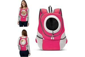 ALLSOPETS Sac à Dos pour Chien, Porte-Animaux pour Petits Chiens et Chats, Sac de Transport Réglable, Porte-Chien pour Vélo, Moto, Randonnée, Camping et Plein Air (Rose Fuchsia, XL)