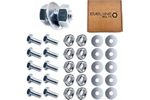 EVELYNE M10 Nut, Bolt & Repair Washer Set. 10 pack – M10x20 Bolts, M10 Nuts & M10x25 Repair Washers