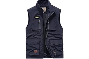 MeiLayM Herren Outdoor Weste mit Vielen Taschen Ärmellose Anglerweste Leicht Atmungsaktiv Ärmellose Jacke Jagd Fotografie Camping Sommer Multifunktionsweste Nylon Angeln Weste