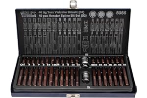 CCLIFE 40 piezas Juego de Puntas Torx XZN Puntas de Vaso Puntas Hexagonal S2 puntas T20-T55 M5-M12 H4-H12