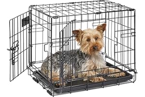 MidWest Homes for Pets Nowo ulepszone podwójne drzwi iCrate 45,72 cm (18 cali) długa skrzynia dla psa, zawiera szczelną patelnię, nóżki chroniące podłogę, panel działowy i nowe opatentowane funkcje,