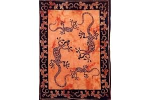 AVA Collections Lizard Iguana Reptile Poster Hippie Decor Tapestry Wall Hanging Dorm Collage Bohemian Art Psychedelic Small Hippie Rasta 30x40 inches (Orange)