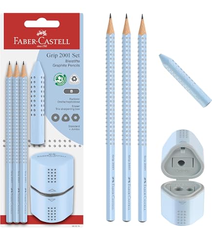 Faber-Castell Geschenkset UFO – Mit 2 Grip Bleistiften, Anspitzer Und Radiergummi In Geschenkbox