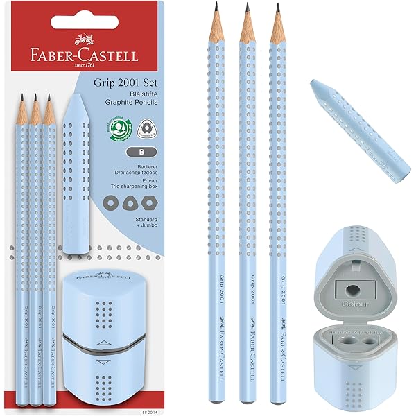 Faber-Castell Grey Grip Pencil Case – Polyester With Interior Compartment, Non-Slip Dots, PVC-Free