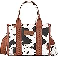 Wrangler Cow Print Tote Bag for Women Western Purse Boho Top Handle Satchel Handbag with Signature Strap