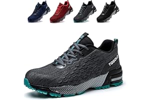 TQGOLD Scarpe Antinfortunistiche Uomo Leggere Comodo Donna Scarpe da Lavoro con Punta in Acciaio Ammortizzazione Traspiranti Antiscivolo Scarpe Protettive Industriali