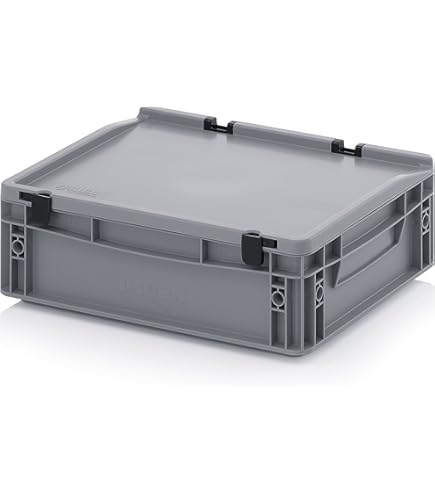 10 x Eurocontainer 40 x 30 x 18,5 met scharnierdeksel incl. gratis duimstok * 10-delige set