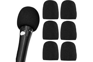 AETHERAURORA 6 Pezzi Spugna Microfono, Copri Microfono, Antivento Microfono, Copertura Microfono, Spugna Antivento Universale, per Microfoni a Mano, KTV, Performance Sul Palco, Attività All'aperto (Nero)