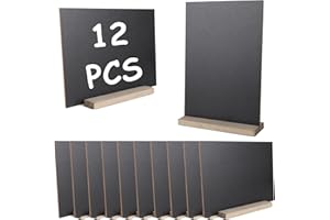 APACALI 12 Stück Kreidetafel Aufsteller, 22.5x15.3CM Schiefertafel zum Beschriften, Mini Tafel Zum Beschriften, Klein Kreidetafeln Doppelseitige für Geburtstag Hochzeit Bar Café