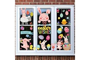 GIIFFU Easter Decorations, 6 Sheets 90Pcs Easter Window PVC Static Stickers and 80pcs Easter Self Adhesive Gifts Stickers, for Easter School Office Home Glass Decals and Party Favors Stickers Decorative