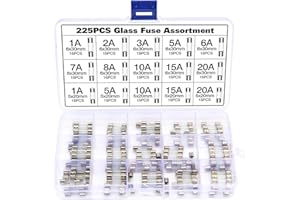 WiMas 225 Stück Glasrohrsicherung, Glass Fuse Glas Tube Sicherungen 6x30mm (1A, 2A, 3A, 5A, 6A, 7A, 8A, 10A, 15A, 20A), 5x20mm (1A, 5A, 10A, 15A, 20A)