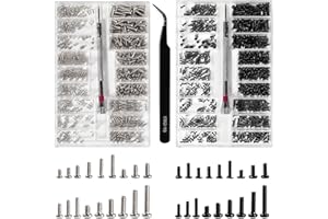 Lyeteung 1000 Pezzi M1.2/M1.4/M2 Kit di Micro viti di Riparazione, Mini Viti Kit, Viti di Riparazione Micro, con Cacciavite e Pinzett, per Occhiali, Laptop, Orologi, Argento, Nero