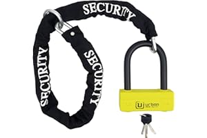 URBAN UR85120Y+10.120L Antivol U Moto Homologué SRA + Chaîne en Acier Trempé 120cm Longueur Supplémentaire avec Système de Boucle, Fourche en Acier Trempé ø18mm, Cadenas en U pour Moto, Scooter, Velo